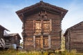 Old wooden houses. Blatten. Zermatt in Switzerland.