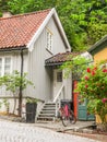 Damstredet, residential area of Oslo with old wooden houses. Landmark of Oslo, Norway capital Royalty Free Stock Photo