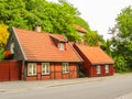 Damstredet, residential area of Oslo with old wooden houses. Landmark of Oslo, Norway capital Royalty Free Stock Photo