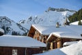 Old wooden houses in mountain village of Murren in Bernese Alps, Switzerland Royalty Free Stock Photo