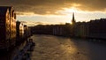 River Nidelva in Trondheim seeing during sunset