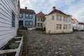 Old wooden houses in the traditional neighbourhood Sydnes in the city of Bergen in Vestland county, Norway Royalty Free Stock Photo