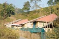 Old Wooden Hut Cabins in Mountain Valley. Tabakoshi Rangbang, Mirik, West Bengal India