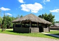 Old wooden hut with a roof of straw Royalty Free Stock Photo