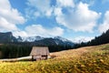 Old wooden hut in spring High Tatras mountains Royalty Free Stock Photo