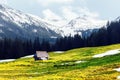 Old wooden hut in spring High Tatras mountains Royalty Free Stock Photo