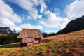 Old wooden hut in spring High Tatras Royalty Free Stock Photo