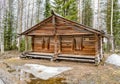 Old wooden hut in the woods. Royalty Free Stock Photo