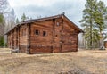 Old wooden hut in the woods. Royalty Free Stock Photo