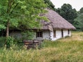 Old wooden hut from XIX century located in open air museum in Sucha in Poland. Royalty Free Stock Photo