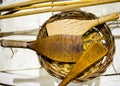 Old wooden ladles used by sailors to make edible octopus.