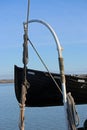 Old wooden lifeboat on davits