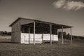 Old wooden livestock shack in a ranch