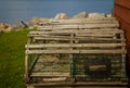 Wooden lobster traps in Cape Breton Royalty Free Stock Photo