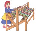 Old wooden loom in weaving