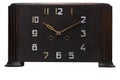 Old wooden mechanical vintage clock, isolated