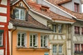 Old wooden medieval houses in small city Wil in Switzerland