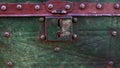 Old wooden metal vintage trunk chest with keyhole