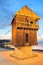 Old wooden mill in nessebar bulgaria Royalty Free Stock Photo