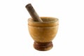 Old wooden mortar and pestle Royalty Free Stock Photo