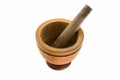 Old wooden mortar and pestle Royalty Free Stock Photo