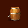 Old wooden oak barrel keg with steel tap Royalty Free Stock Photo