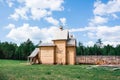 An old wooden Orthodox church in a Russian village on a summer day Royalty Free Stock Photo