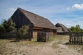 Old wooden outbuildings in open-air museum