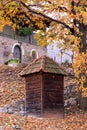 Old wooden outhouse in countryside Royalty Free Stock Photo