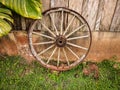 Old wooden ox cart wheel Royalty Free Stock Photo