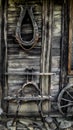 Old wooden parts of wagon hanging