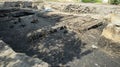 old wooden pavement of the 14th century at an archaeological site