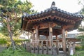 Old wooden pavilion built in Korean traditional architecture in Jeonju Hanok Village, South Korea