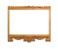 Old wooden photo frame with abstract Russian ornament