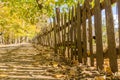 Old Wooden Picket Fence on a Historic Farm