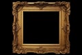 Old wooden picture frame isolated on black background, clipping path included. Royalty Free Stock Photo