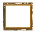 Old wooden picture frame isolated on white background Royalty Free Stock Photo