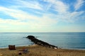 Old Wooden Pier. Calm sea with clear blue water Royalty Free Stock Photo