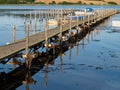 Old wooden pier jetty by the ocean natural landscape background