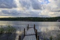 Old wooden pier on the lake.