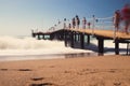 Old wooden pier over the sea shore