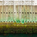 Old wooden pier wall with tidal waterline Royalty Free Stock Photo