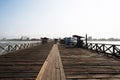 old wooden pier with railing in the pacific ocean and blue sky pimentel chiclayo per