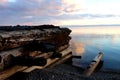 Old wooden pierat sunset. Old wooden pier at sunset. Royalty Free Stock Photo