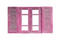 Old wooden pink window vintage isolated on white Royalty Free Stock Photo