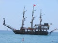 Old wooden pirate schooner
