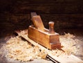 Old wooden plane in a workshop