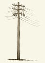 Old wooden power pole