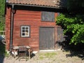 Old wooden red barn. Linkoping. Sweden