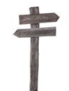 Old wooden road signs , both arrows isolated Royalty Free Stock Photo
